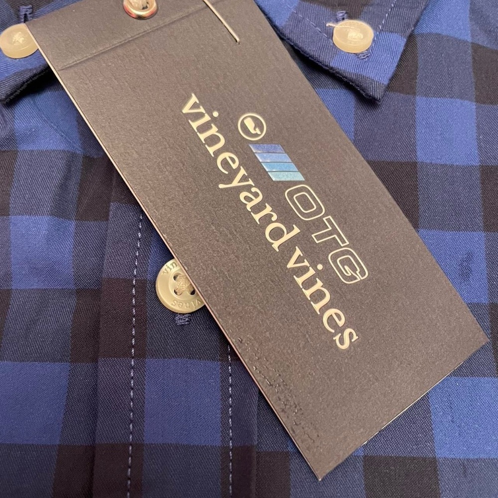 NWT Vineyard Vines Men's Blue Checkered Shirt - Picture 2 of 4